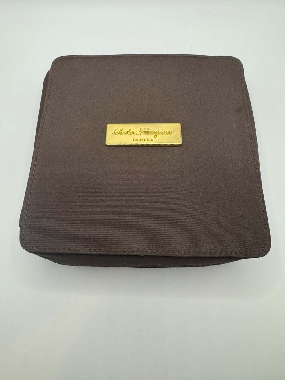 Salvatore Ferragamo Parfums Brown Fabric Toiletry Cosmetics Case GWP